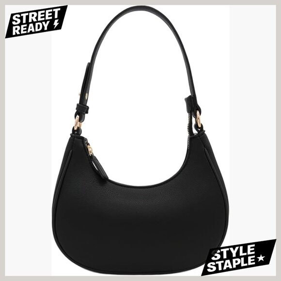 Handbags - Small Crescent Shoulder Bag Underarm Purse Lightweight PU Leather